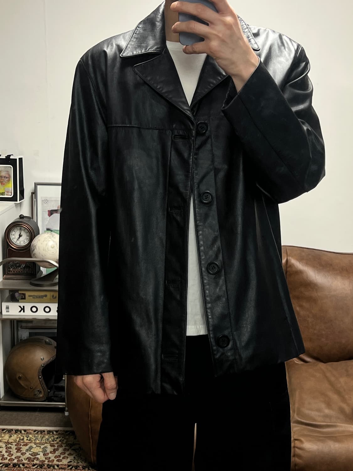 [L] OLD Guess 게스 빈티지 가죽 카코트 상품이미지3