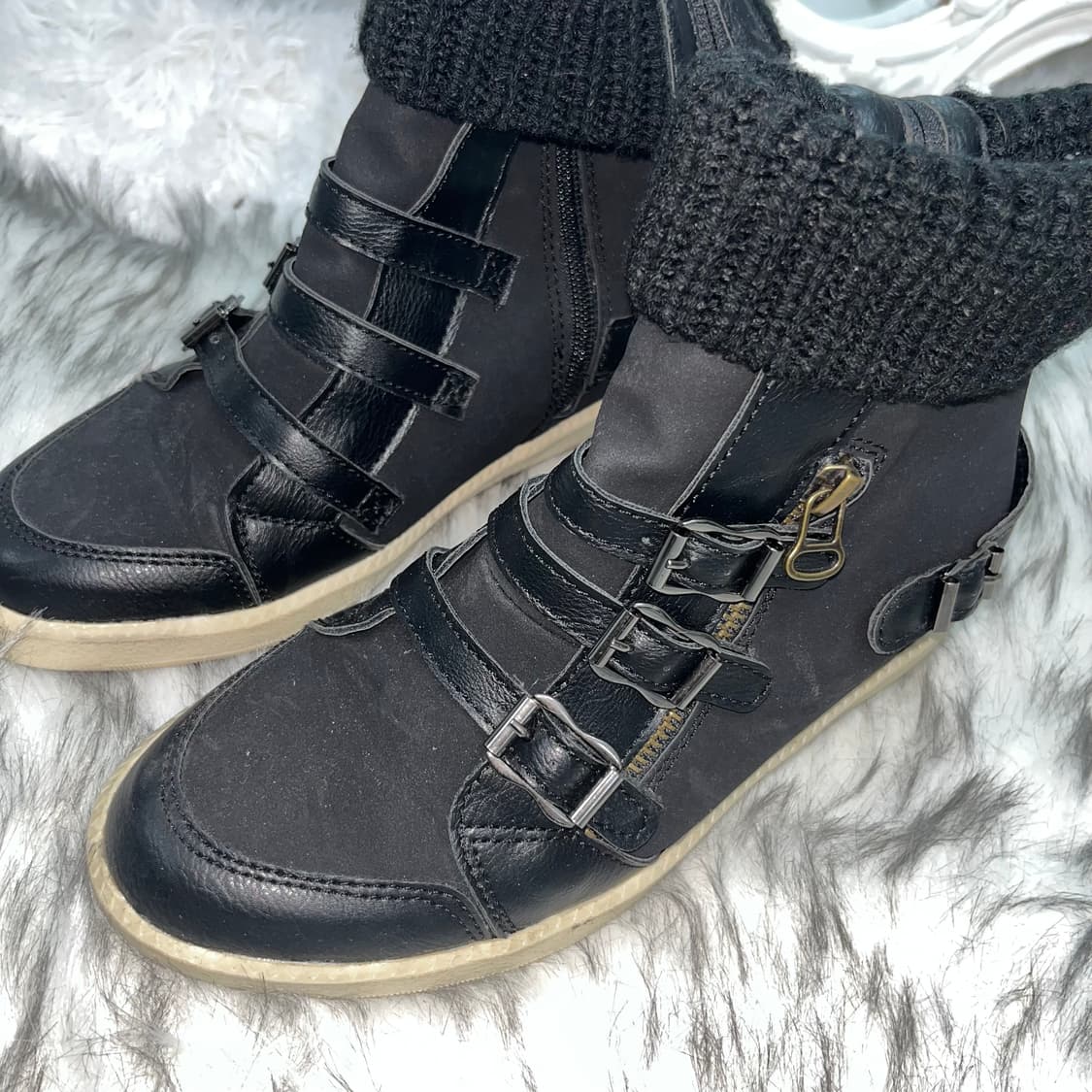 빈티지 니트 하이탑 웨지힐스니커즈 상품이미지5