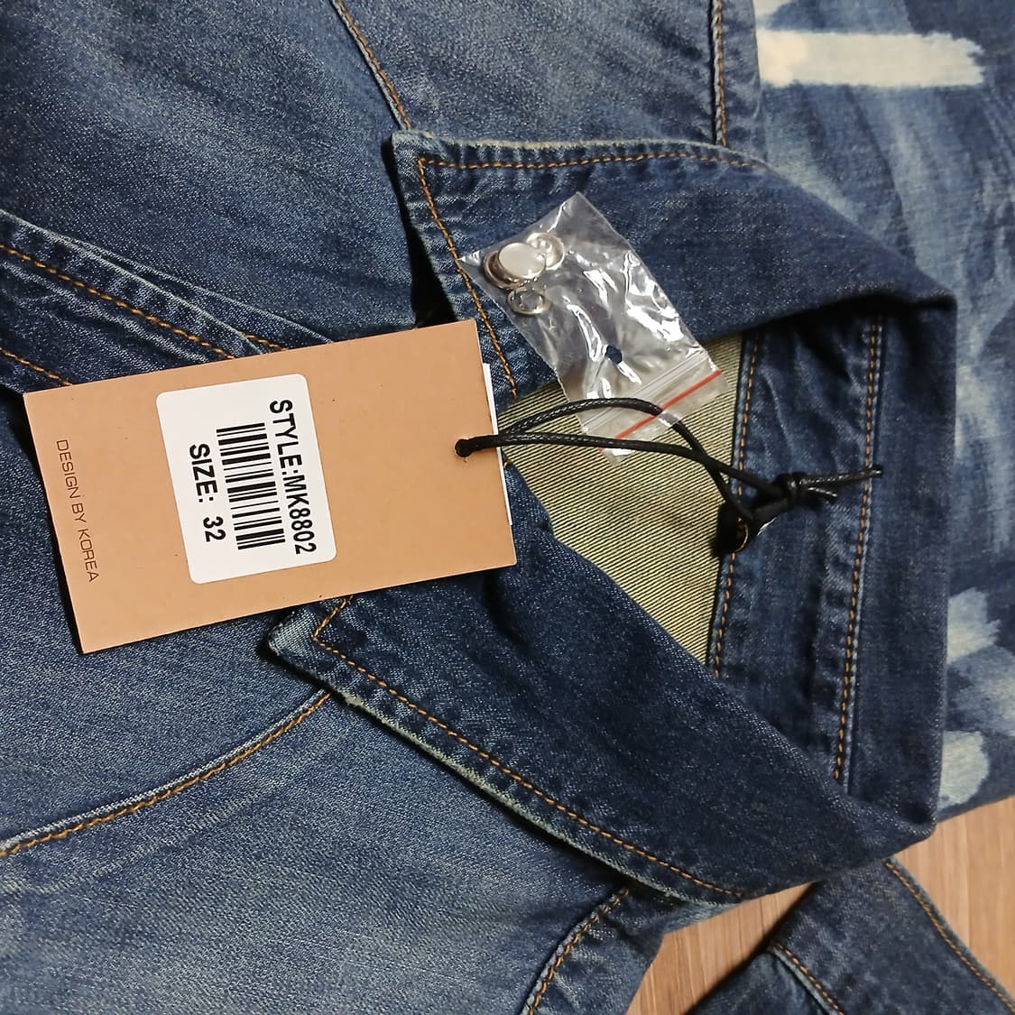 택붙은 미사용 웨스턴 워싱 데님 페인팅 셔츠 청남방  남방 상품이미지2