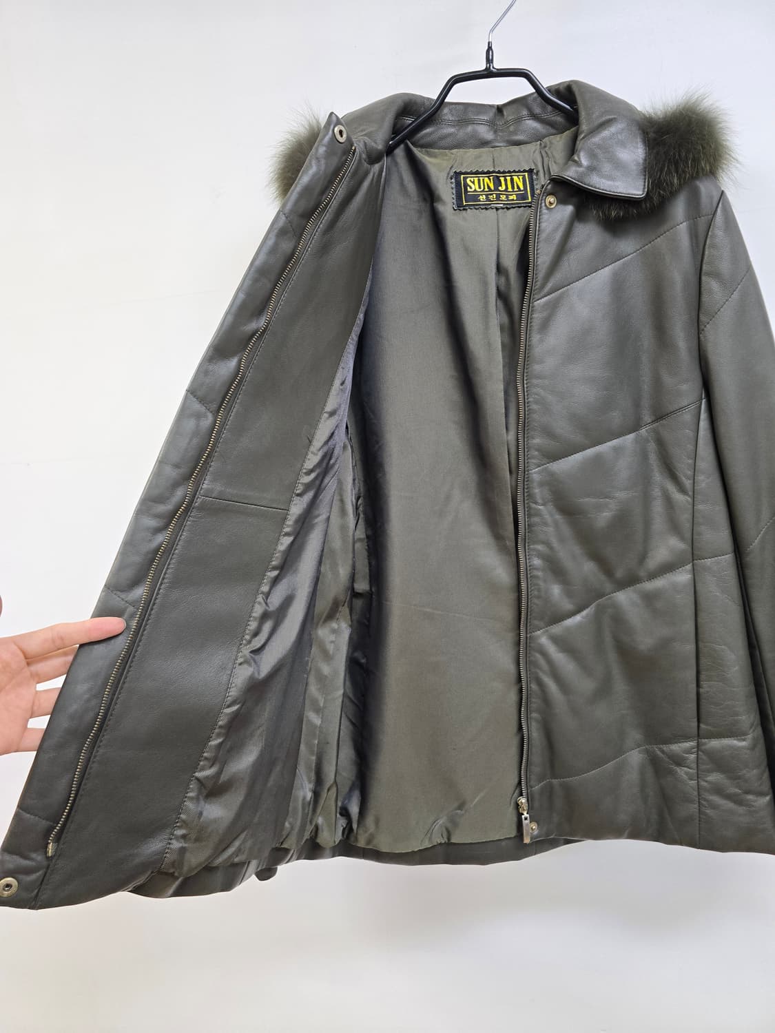 선진모피 양가죽100% 폭스퍼후드 패딩 집업 상품이미지8