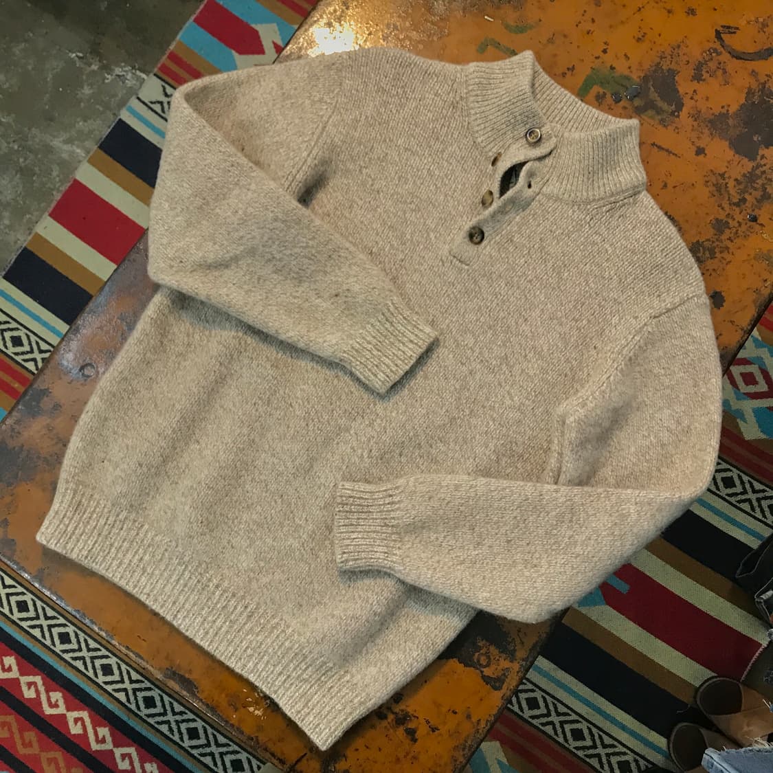 엘엘빈 베이지 브라운 버튼 풀오버 니트 남성 102 여성 프리사이즈 상품이미지2