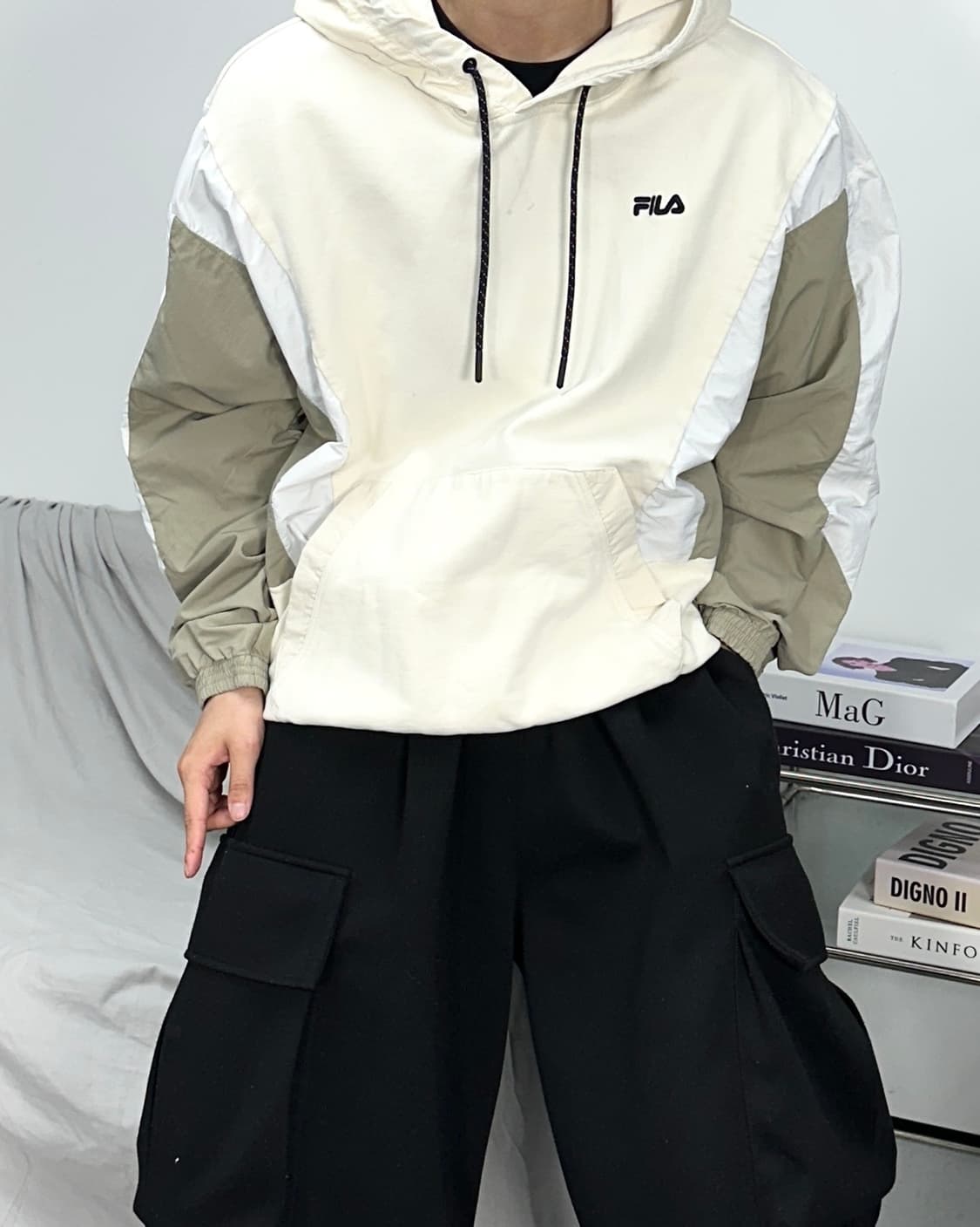 휠라 오버핏 우븐 믹스 아노락 XL 상품이미지2