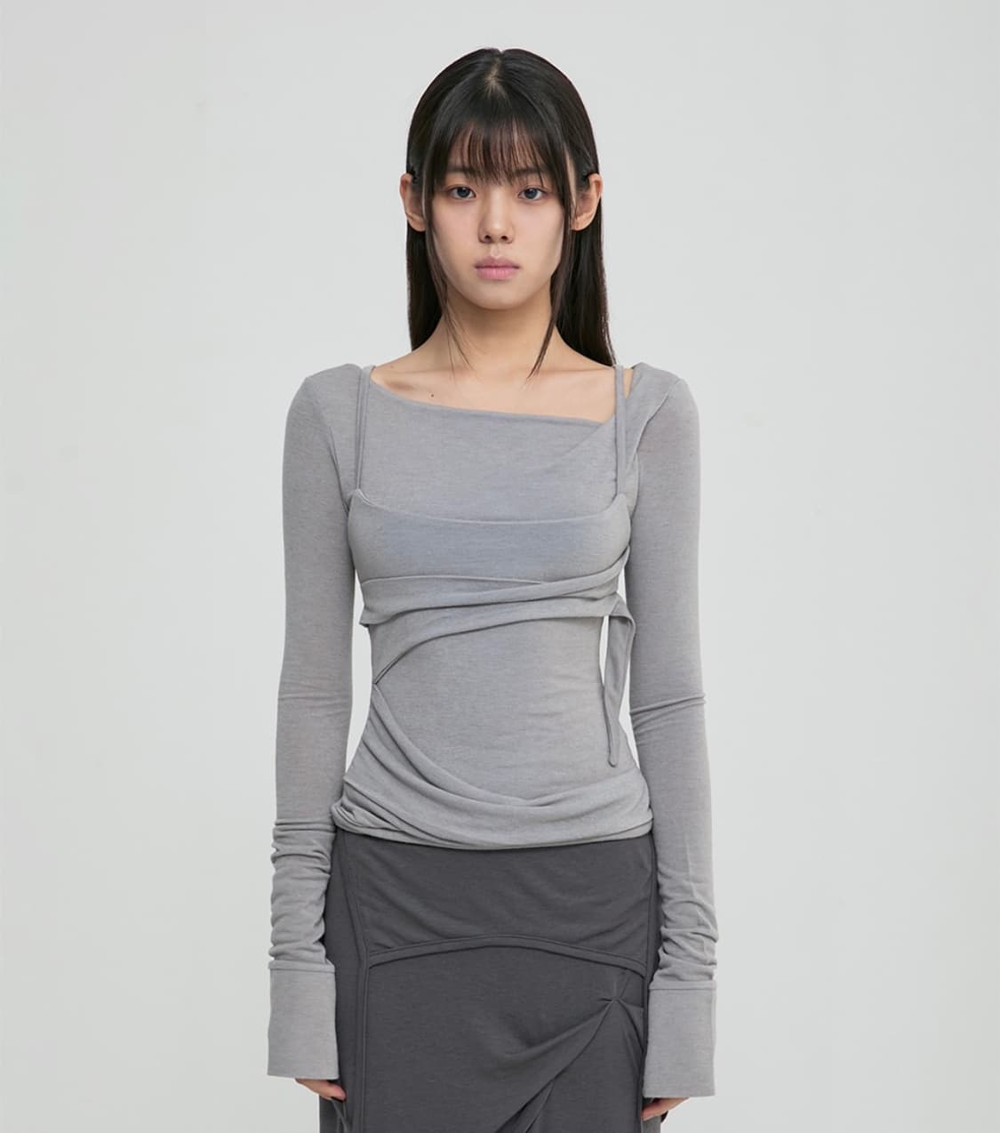 플레어업 레이어드 롱슬리브 그레이 상품이미지1