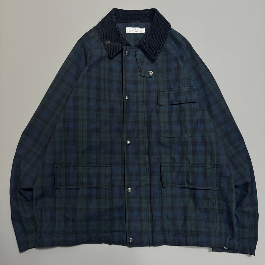 레이지블루(RAGE BLUE) 네이비 믹스 체크패턴 코듀로이넥 헌팅 자켓 상품이미지7