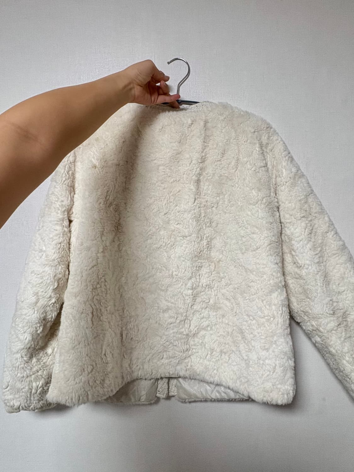 퍼자켓 뽀글이 트위드자켓 아이보리 XL 상품이미지3