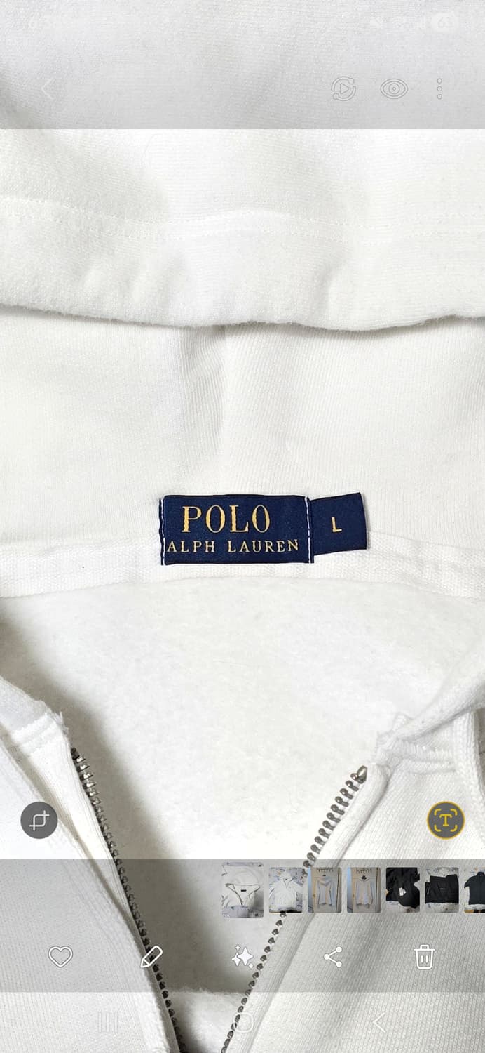 폴로 랄프로렌 후드집업 L 흰색 상품이미지3