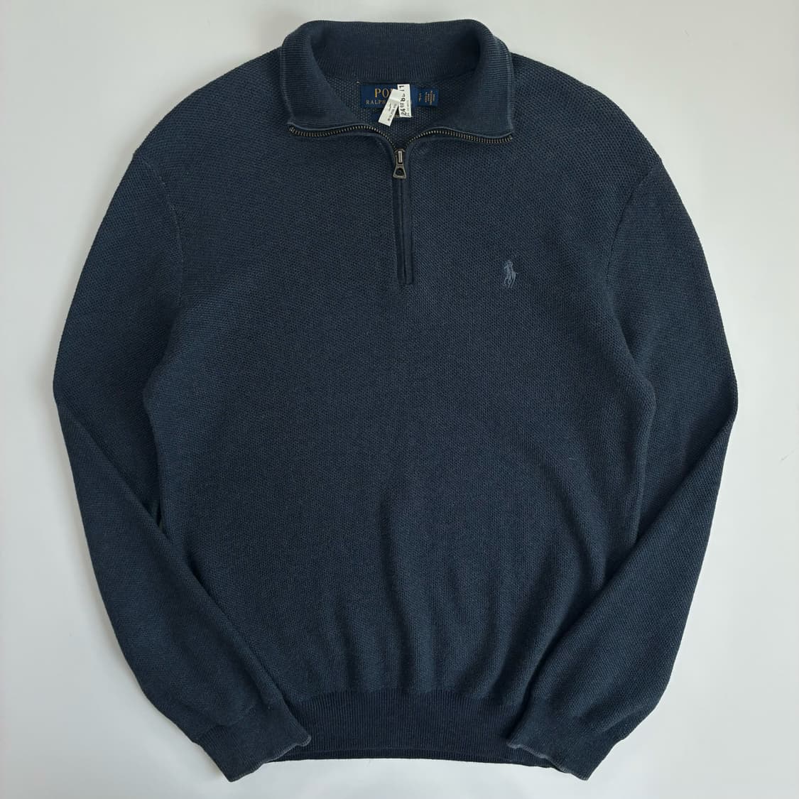 Polo  폴로 랄프로렌 자수 피마코튼 다크네이비 반집업 니트  상품이미지1