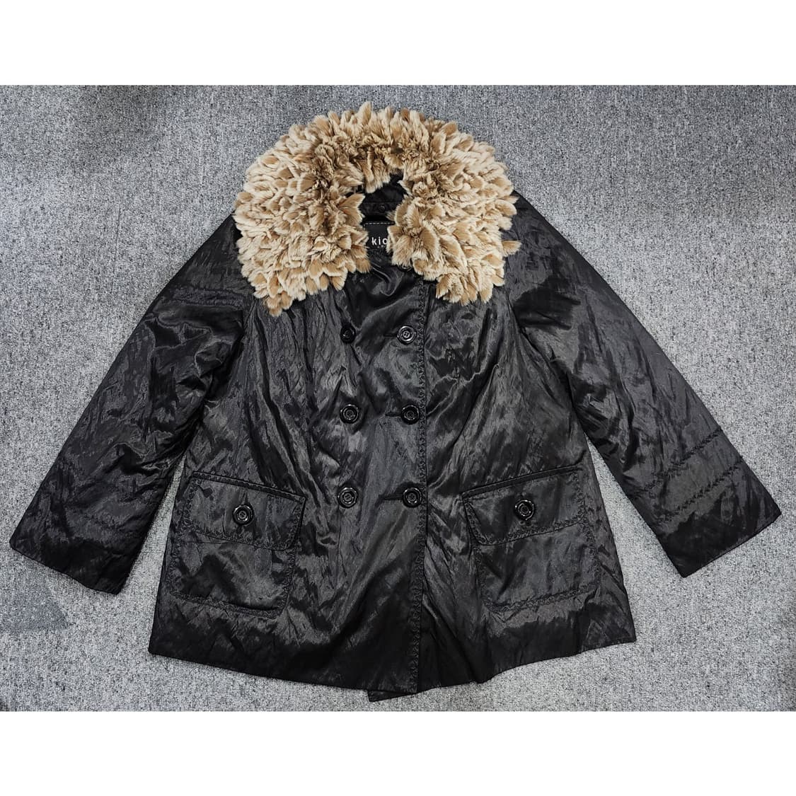 KIOK 키옥 빈티지 더블 브레스트 렉스 퍼카라 토끼털 안감 자켓 L 상품이미지1