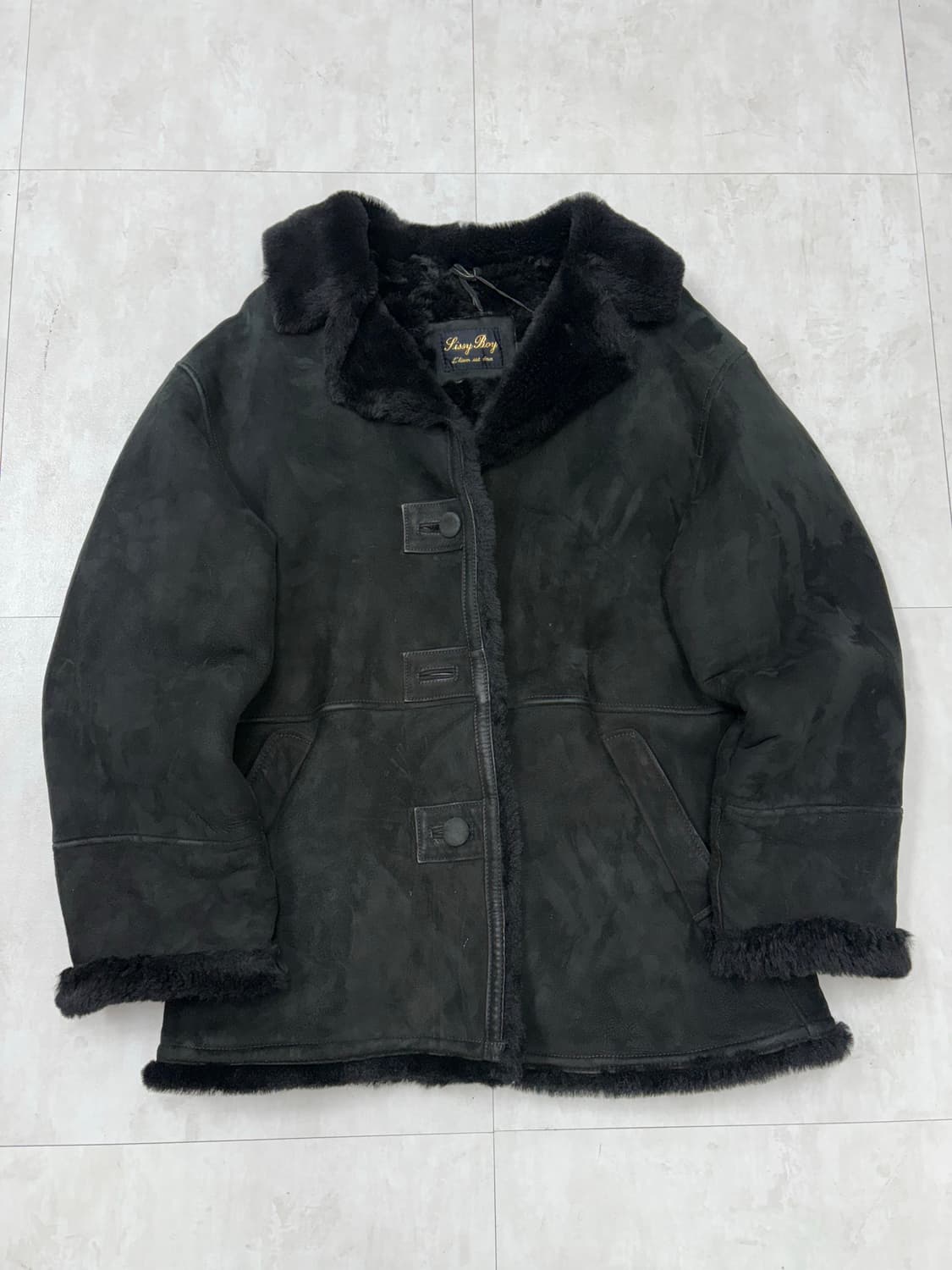 블랙 양가죽 스웨이드 무스탕 코트 #82 상품이미지1