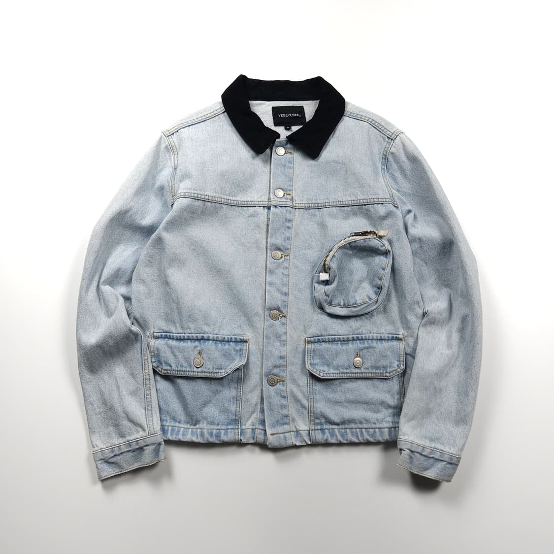 예스아이씨 아웃포켓 코듀로이 카라 데님 트러커 자켓 (M) 상품이미지1