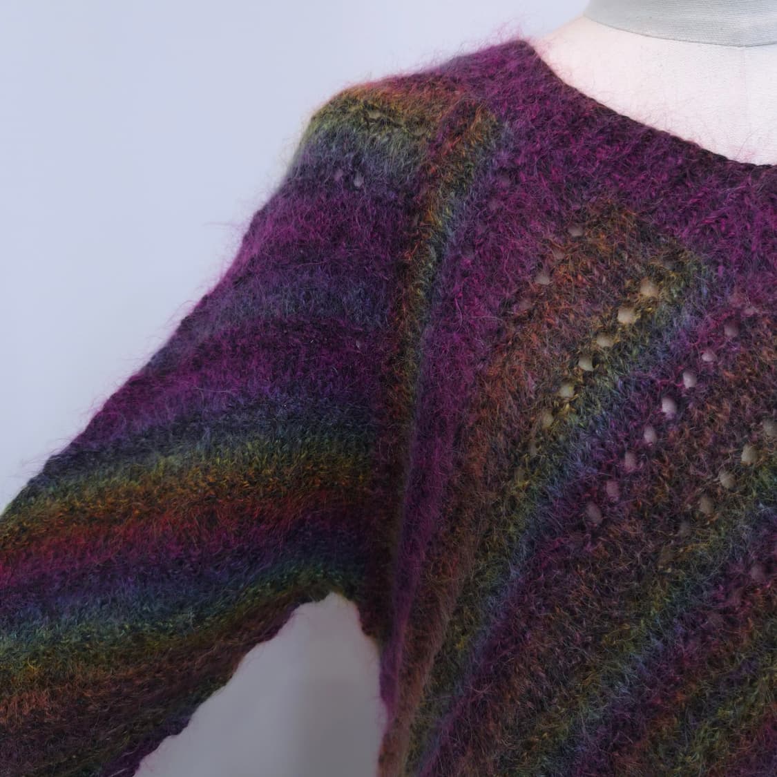 멀티 스트라이프 모헤어 니트 원피스형 스웨터 상품이미지4