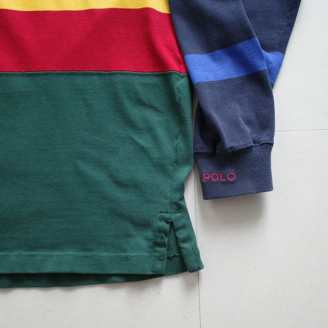 90s USA 폴로 로라이프 컬러블록 럭비셔츠 (XL)  상품이미지4