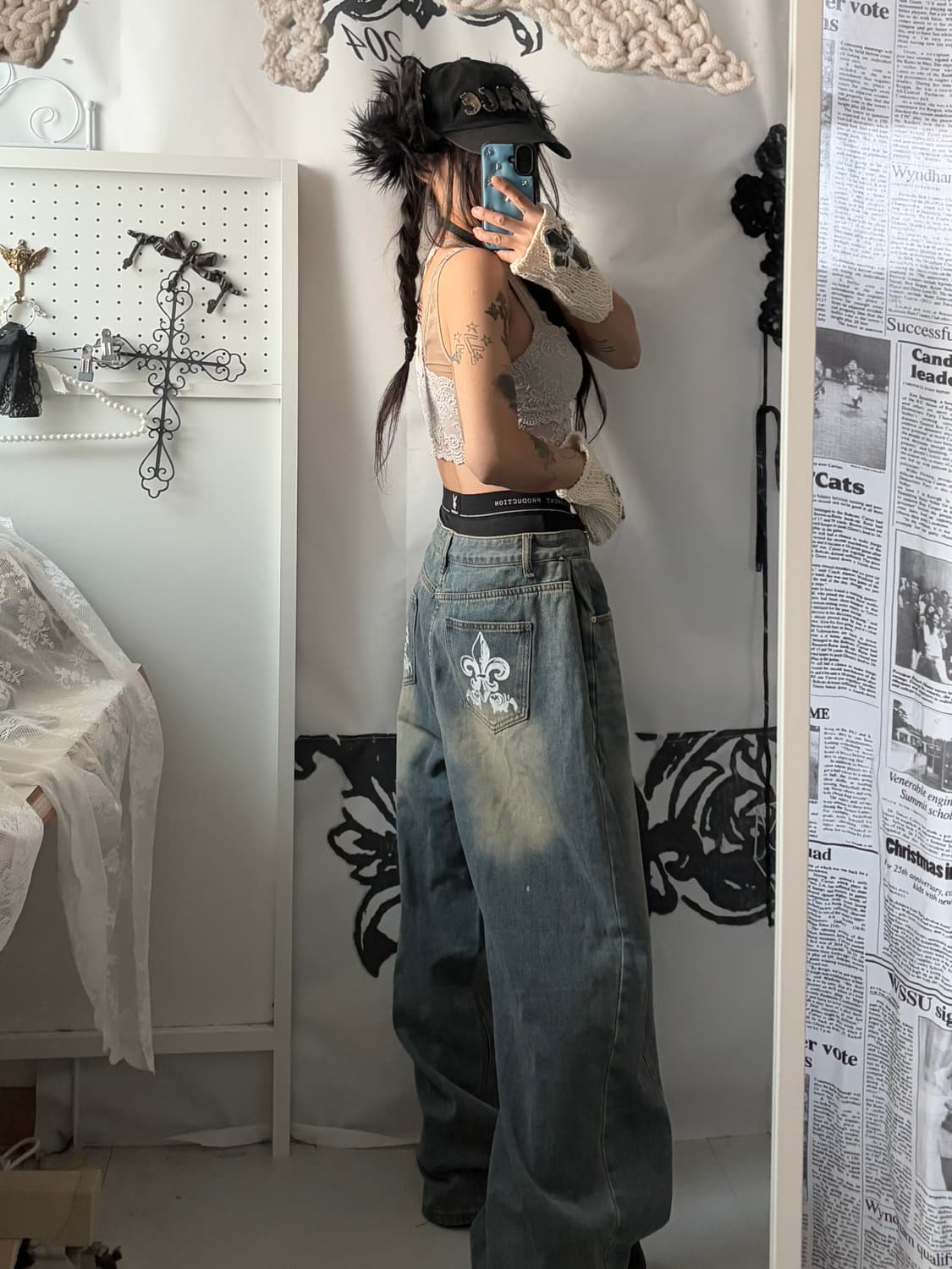 • denim hurt printed wide pants 상품이미지6