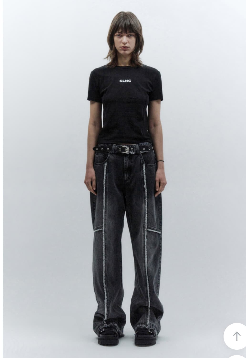 인사일런스우먼 테슬 디바이드 데님팬츠 블랙 상품이미지1