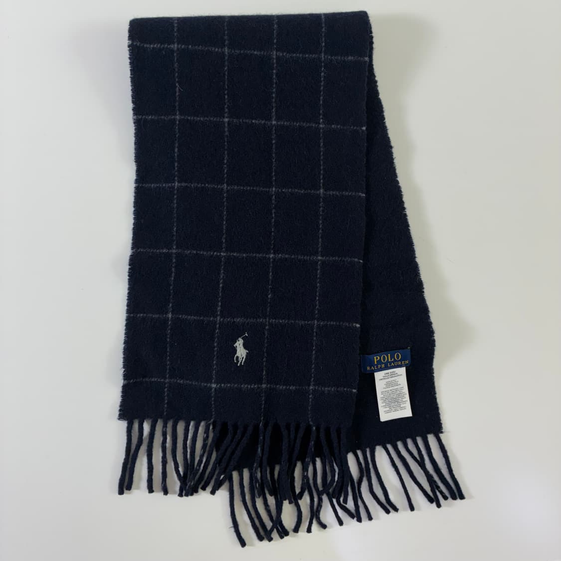 Polo  폴로 랄프로렌 자수 네이비 체크 울 머플러  상품이미지2