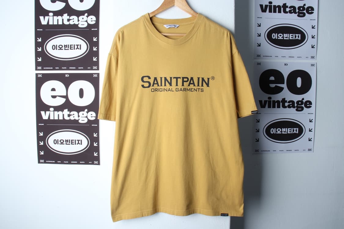 (L-XL) 세인트페인 반팔 티셔츠 빅로고 노랑 스트릿-H32427 상품이미지2