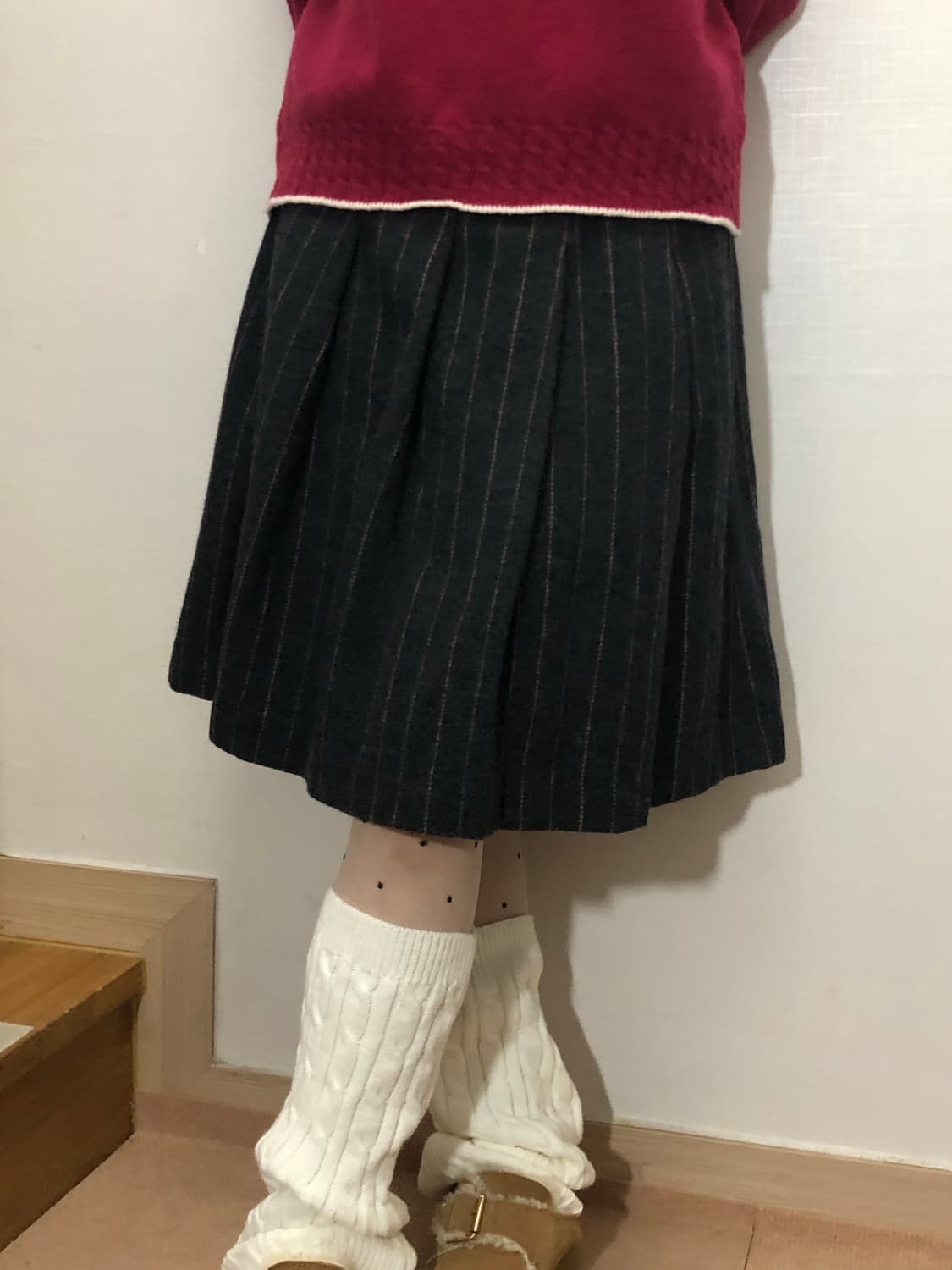 빈티지 그레이 비비드 스트라이프 스커트 상품이미지1