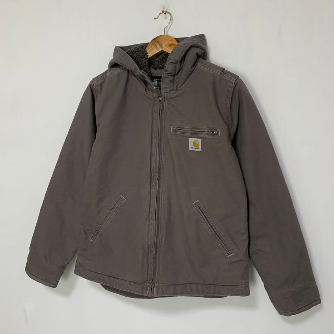 칼하트 빈티지 양털 후드 자켓 퍼플 차콜 S 루즈핏 남녀공용 상품이미지2