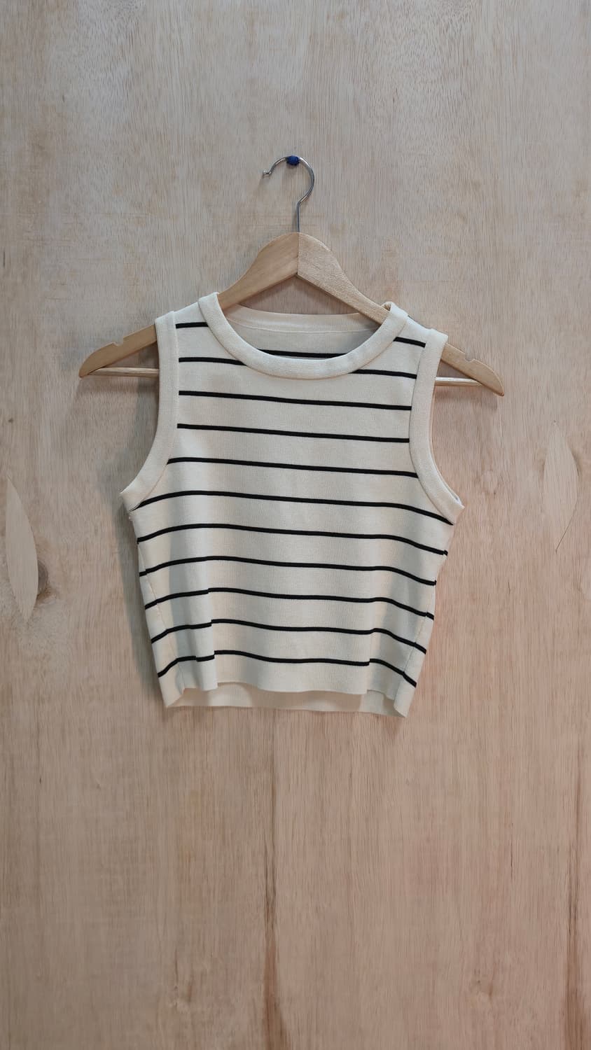 스트라이프 슬리브리스 니트 나시  상품이미지1