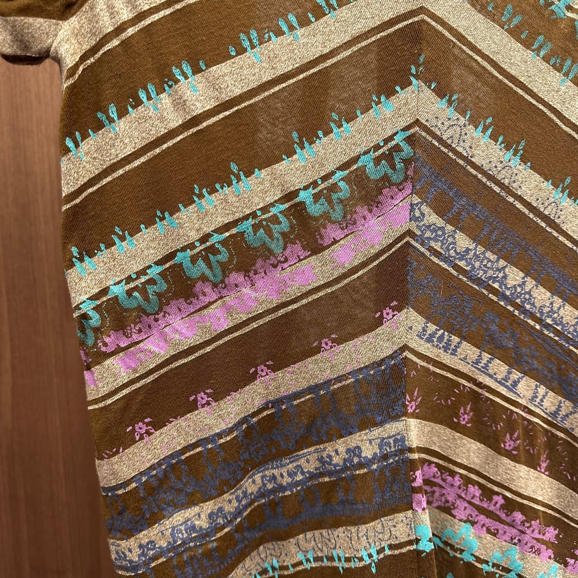 Brown Beige Striped Reprint Sheer Dress  상품이미지5