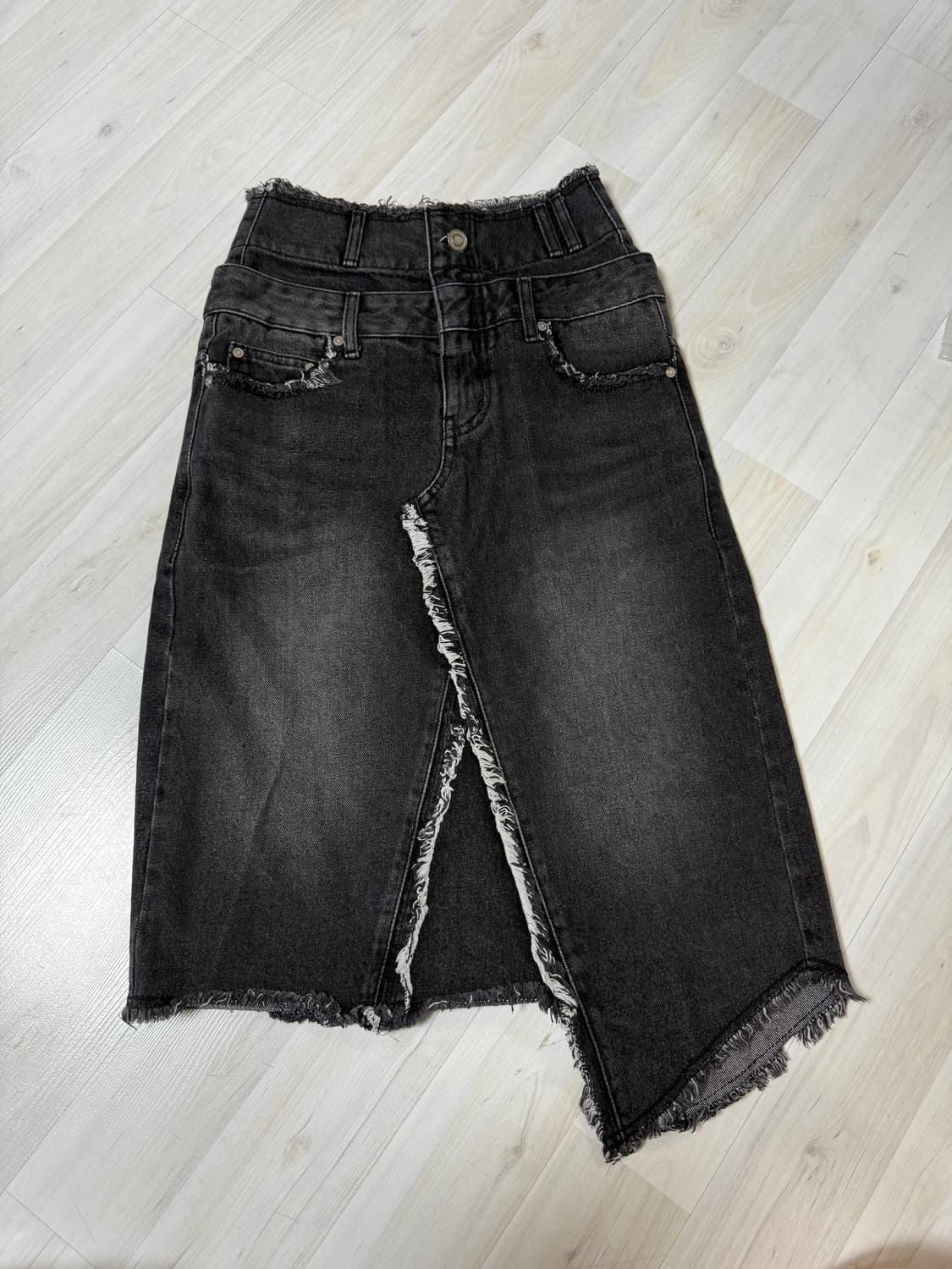 데비어퍼 브룸 더블 웨이스트 스커트 블랙 상품이미지9