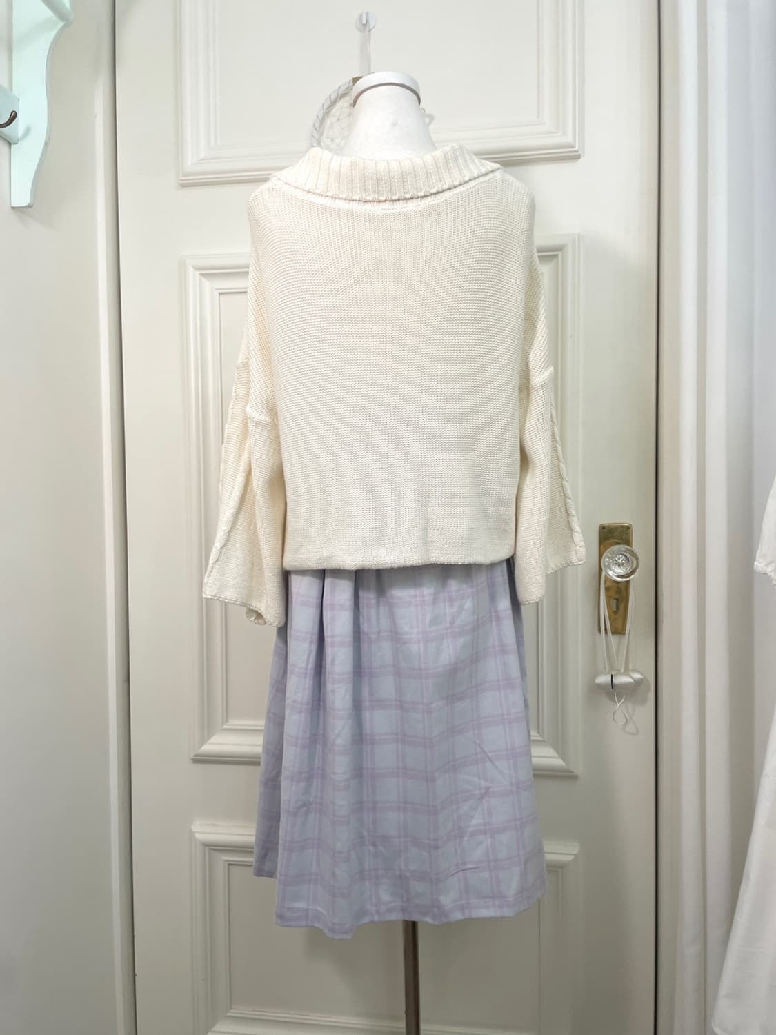 EARTH lavender check button point pleats 상품이미지8