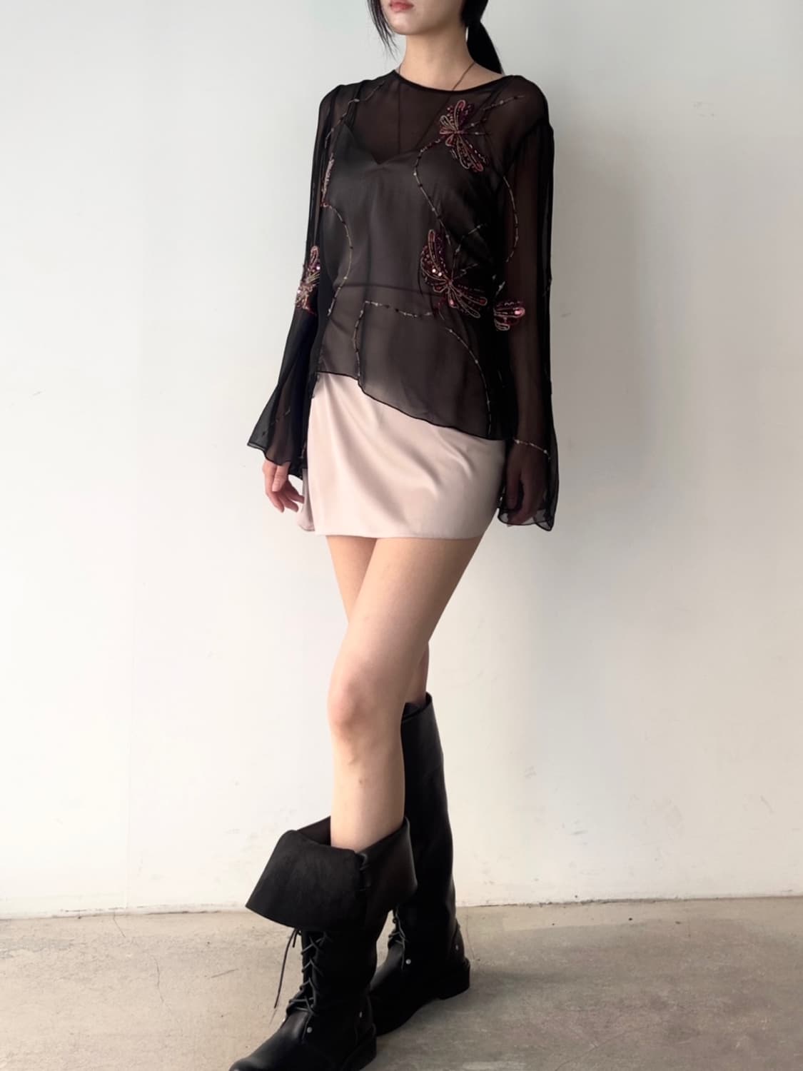Butterfly see through beads top 상품이미지7