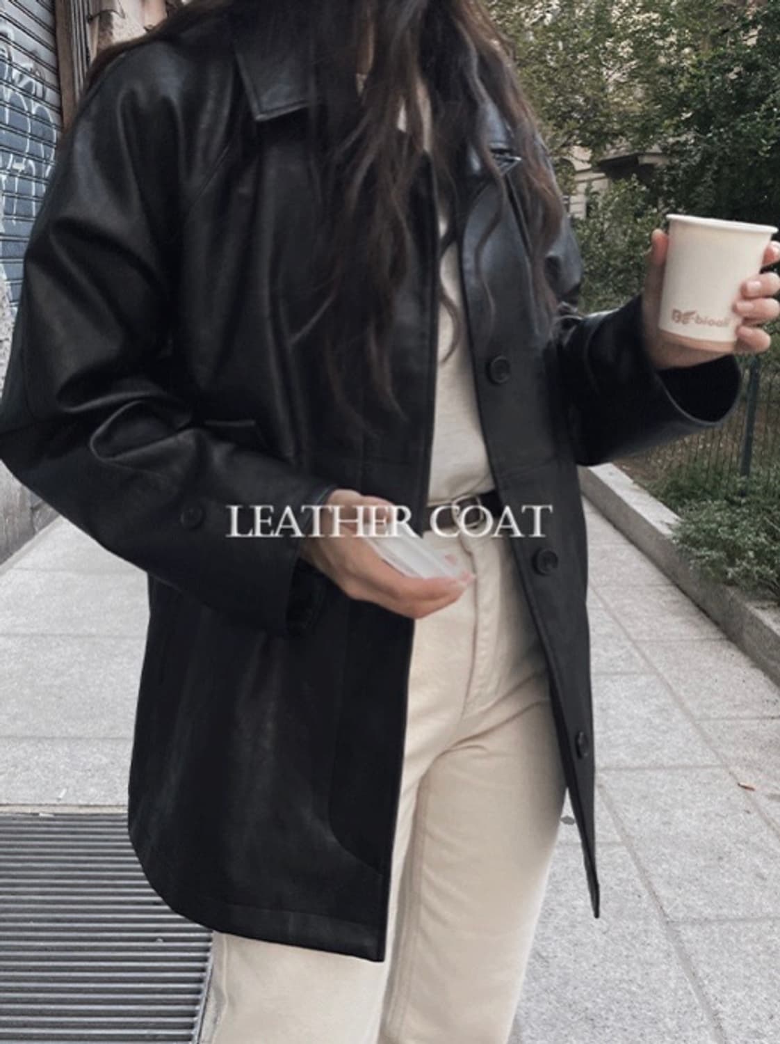 (새상품, 미착용) 슬로우앤드 베를린 비건 레더 트렌치코트 하프 블랙 봄 상품이미지1