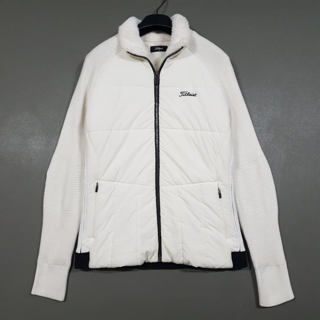 여성 M) 타이틀리스트 골프 니트 경량 패딩 다운 자켓 화이트 상품이미지2