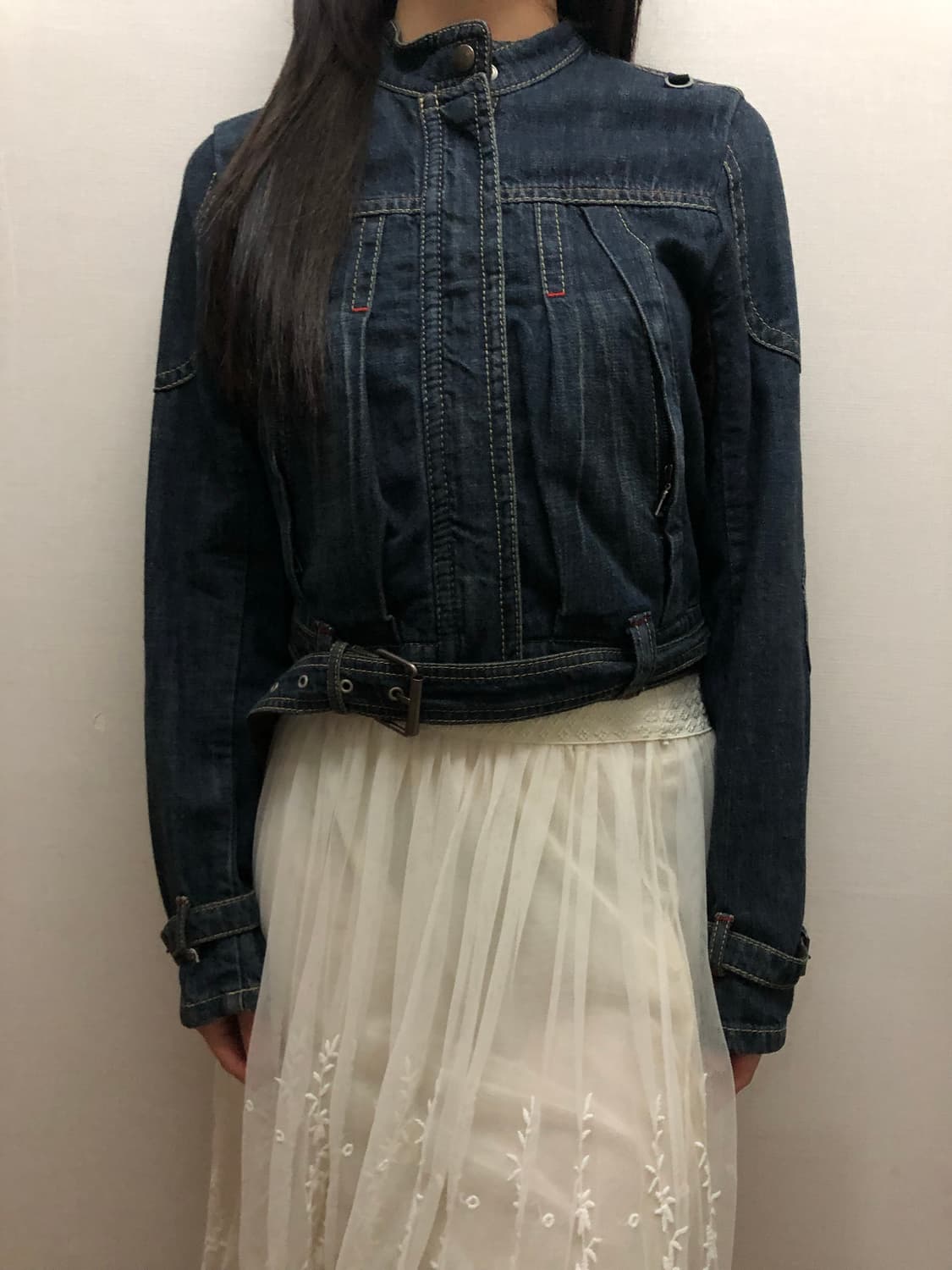빈티지 데님 벨티드 자켓 상품이미지2