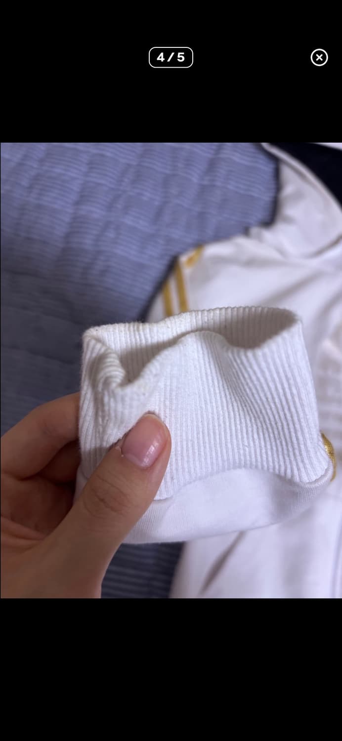 아디다스 빅로고 빈티지 화이트 골드 후드집업 져지 상품이미지4