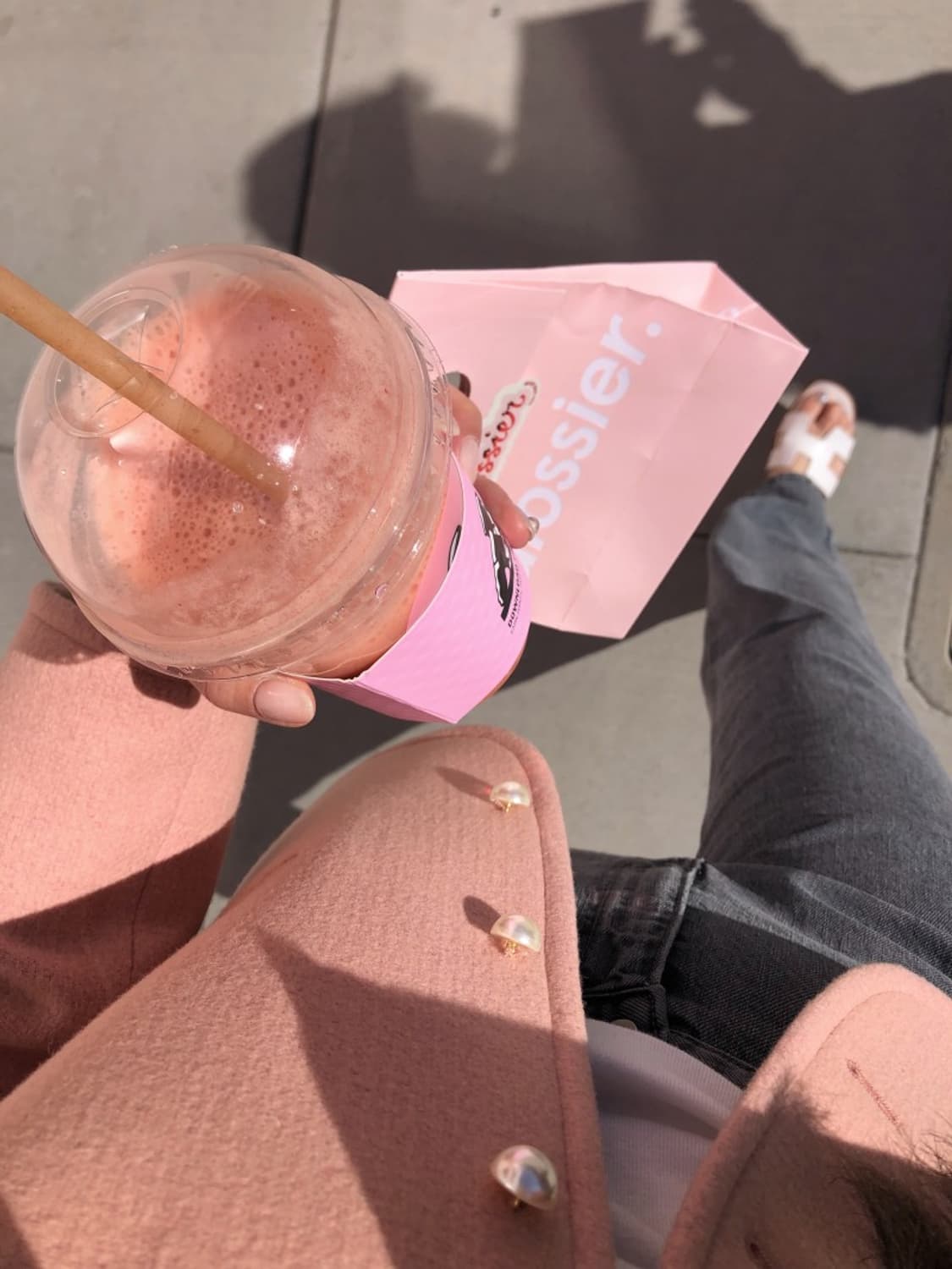 (새상품) 제이투유 펄블레어 트위드 자켓 코랄핑크 상품이미지8