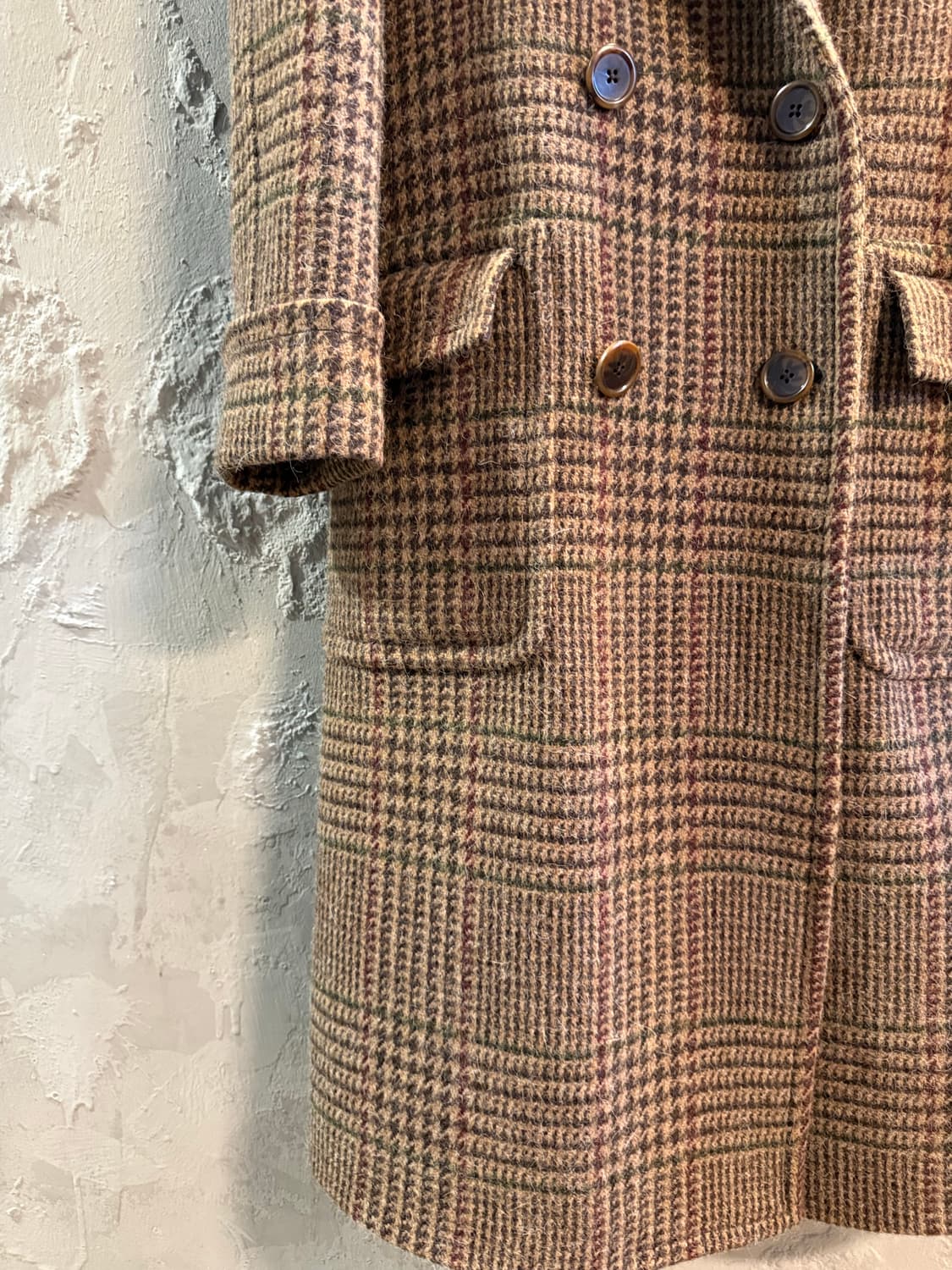 38R 폴로 랄프로렌 더블 브레스티드 트위드 코트 브라운 체크 상품이미지3