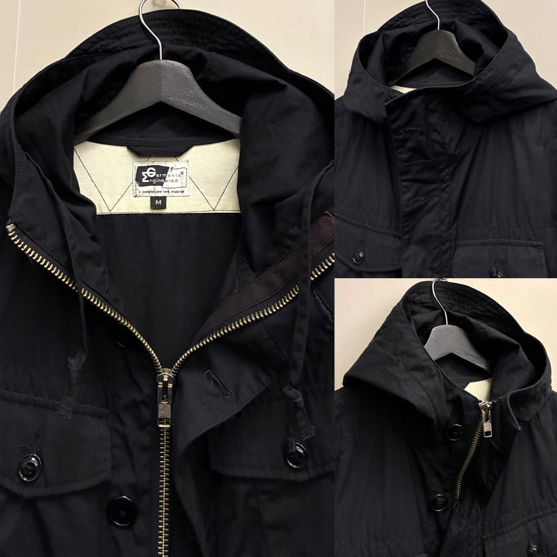 (M/100)엔지니어드 가먼츠 립스탑 6포켓 후디 필드자켓 블랙 해 상품이미지2