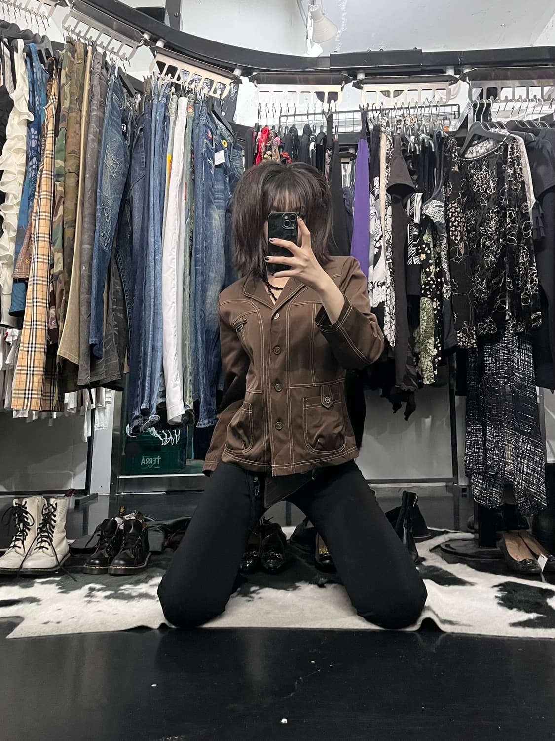 브라운 스티치 디테일 자켓 상품이미지1