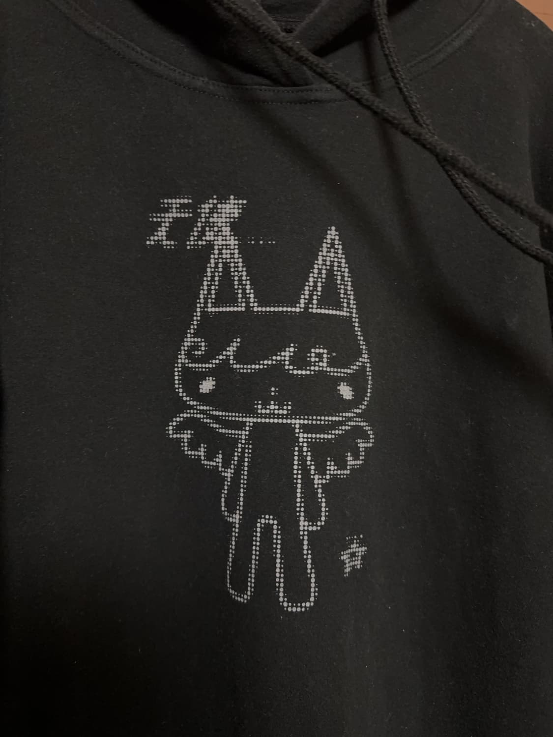 서브컬쳐 마플샵 만장님 블랙 천사냥 프린팅 후드티 상품이미지4