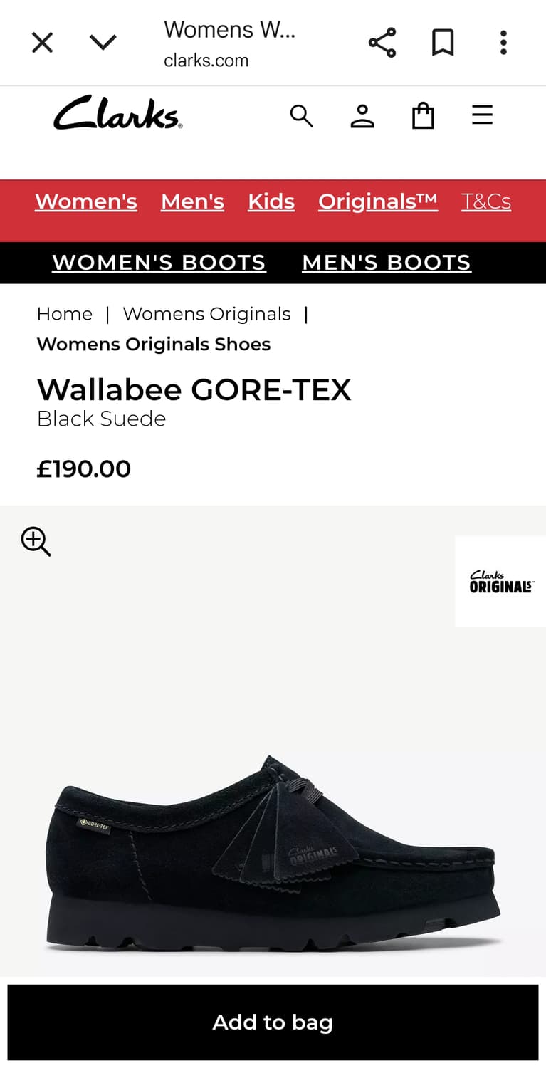 (새상품) 클락스 왈라비 고어텍스 uk4.5 블랙 상품이미지5