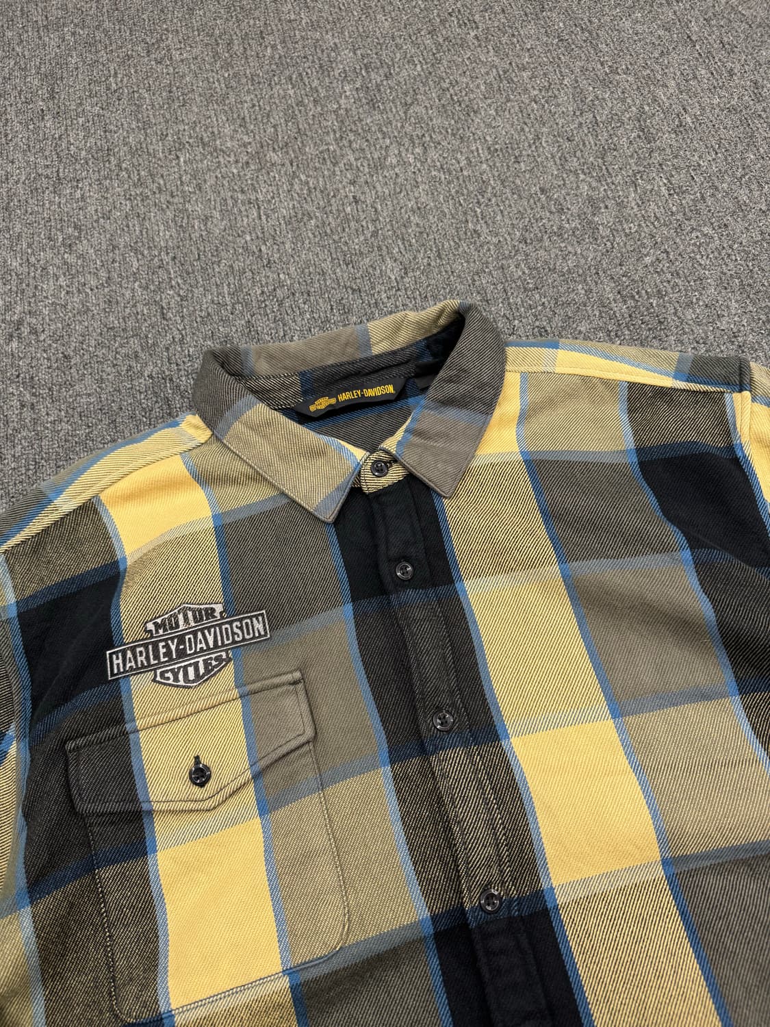 3XL)할리데이비슨 빈티지 후면 러버 프린팅 플란넬 체크 긴팔셔츠 상품이미지3