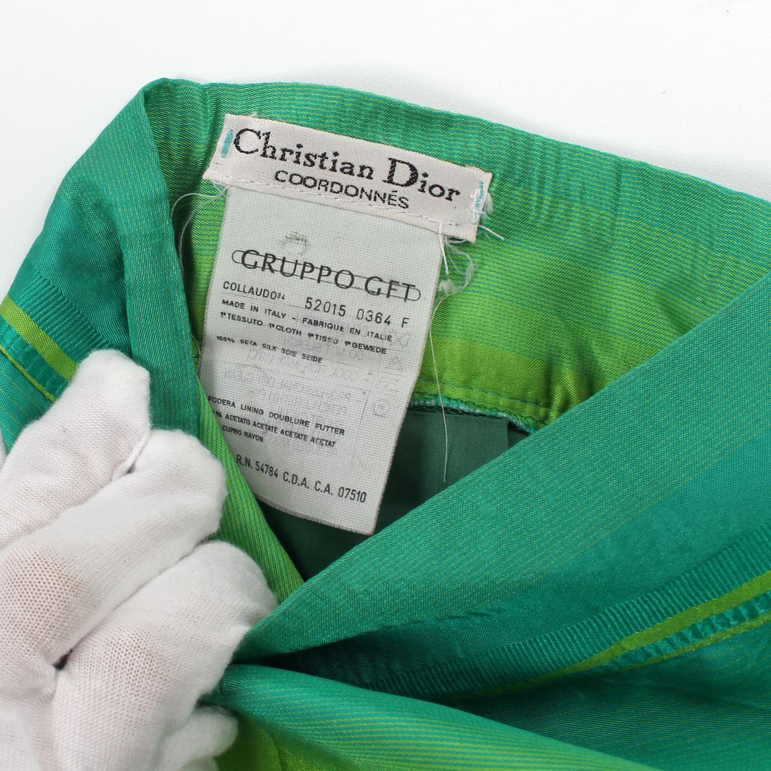 크리스찬 디올 Dior 빈티지 그린 스트라이프 실크 스커트 상품이미지2