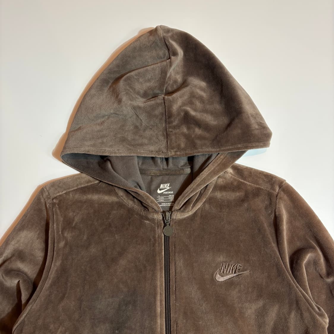 나이키 베이지 투웨이 벨벳 후드 집업 상품이미지2