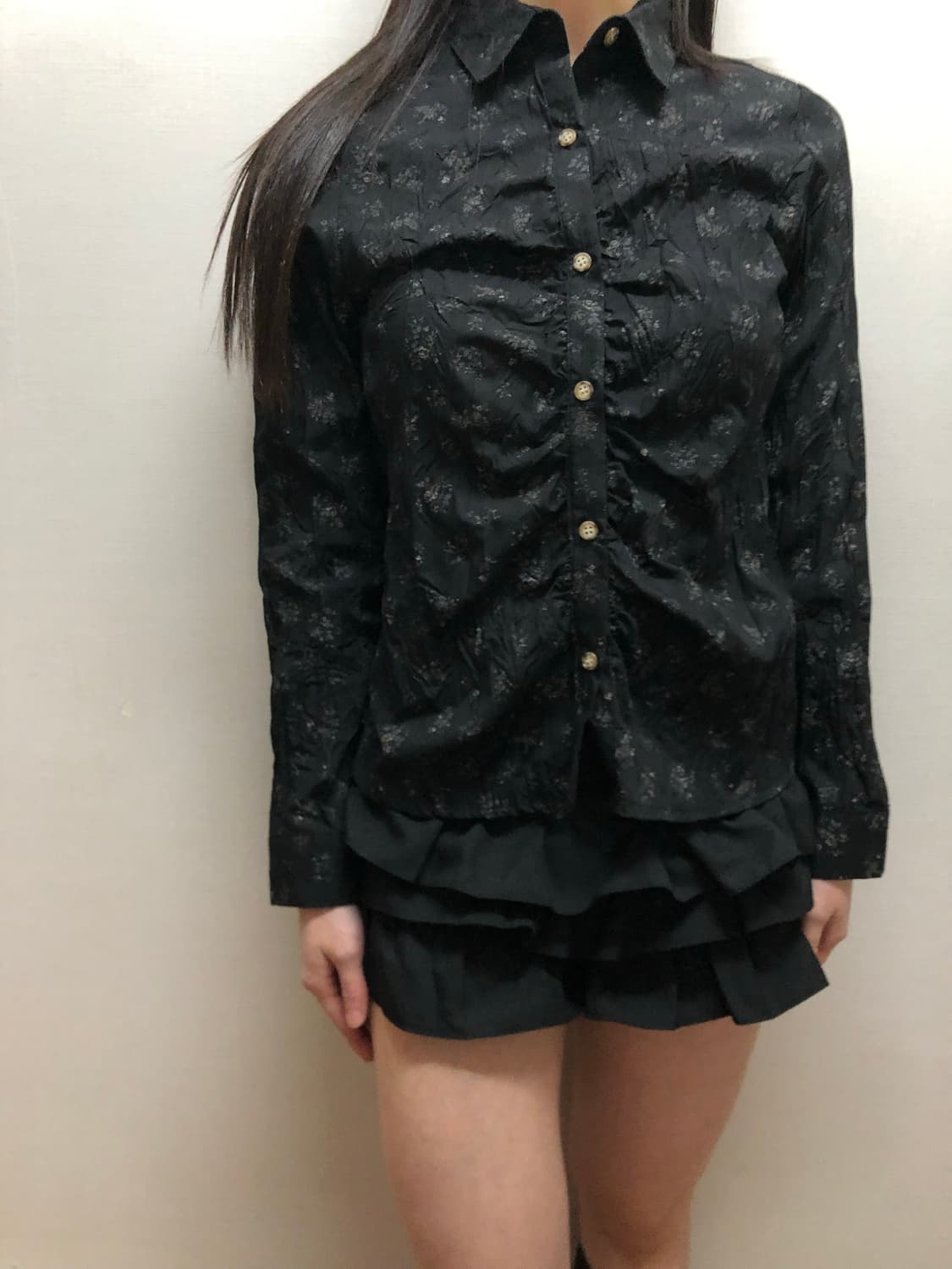 빈티지 블랙 플라워 셔츠 상품이미지2