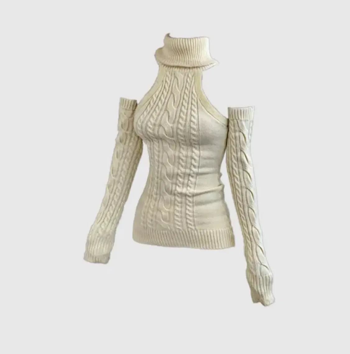 제크 꽈배기 니트 폴라넥 암워머 세트 상품이미지1