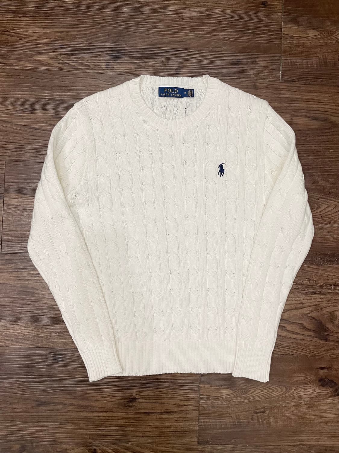 폴로 랄프로렌 케이블 니트 코튼 스웨터 화이트 상품이미지3