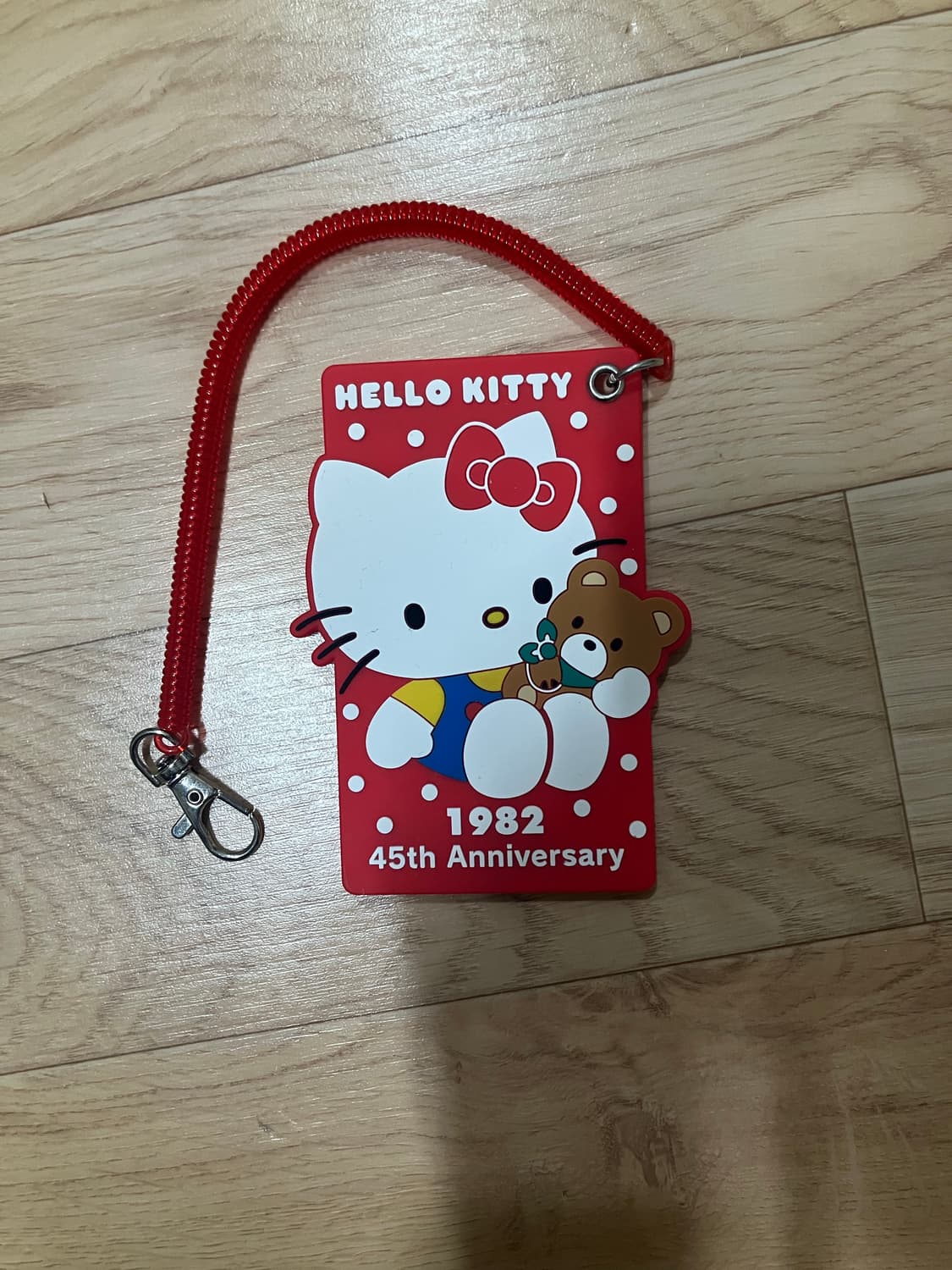헬로키티 1982 45주년 기념 패스 케이스 카드 홀더 지갑 스트랩 상품이미지1