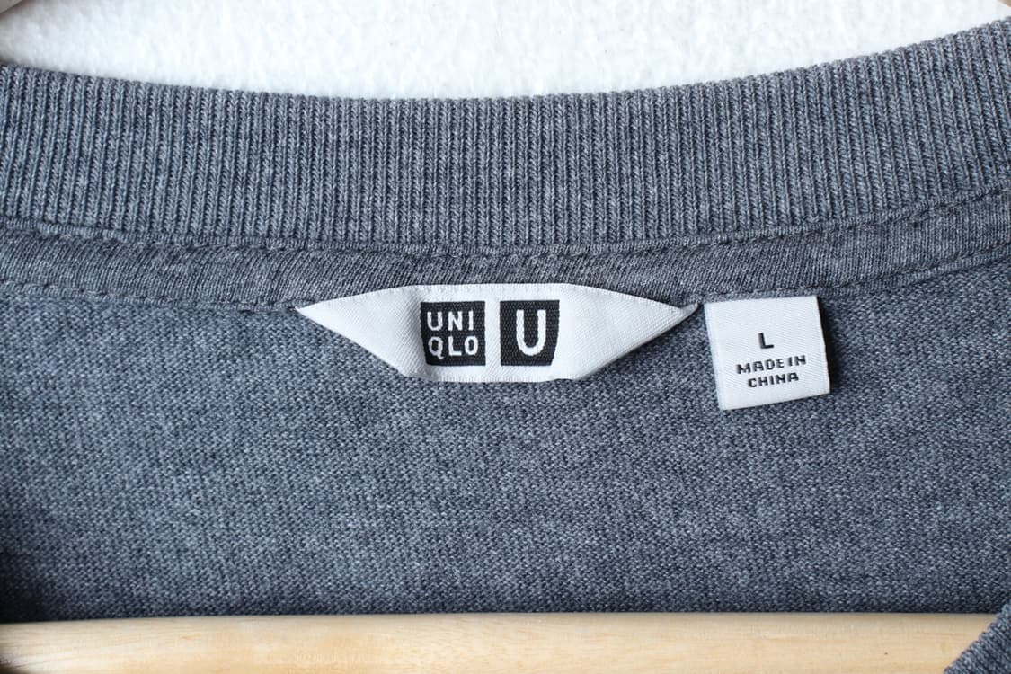 (L-XL) 유니클로 반팔 티셔츠 U라인 포켓 그레이 무지-H32742 상품이미지5