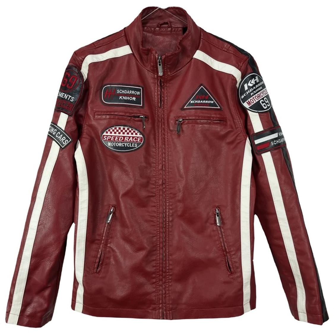 [빈티지] 비건레더 멀티패치 레이싱 바이커 라이더 가죽 자켓 M19542 상품이미지2