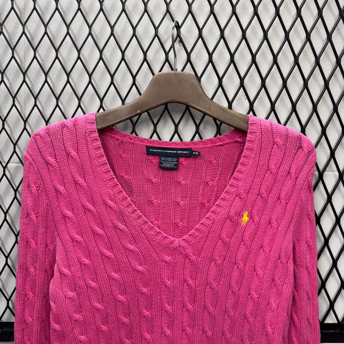 폴로 랄프로렌 케이블 니트 옐로우 포니 포인트 핑크 상품이미지3