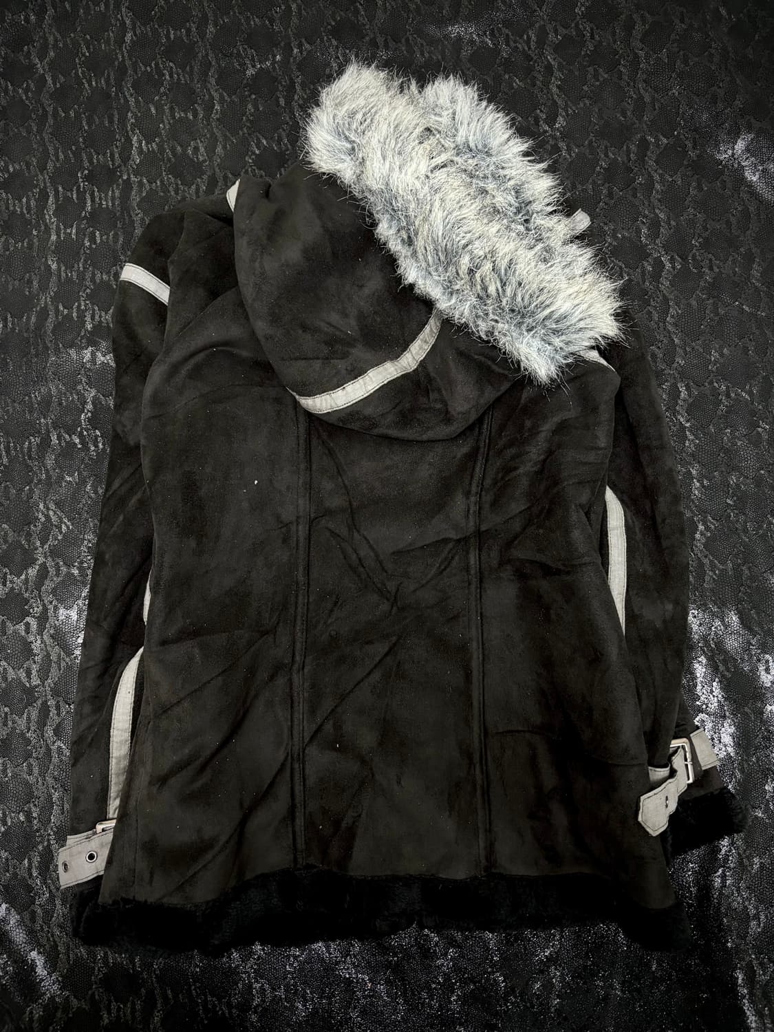 00’s Design Whiter Fur Side Zipper Black 상품이미지6