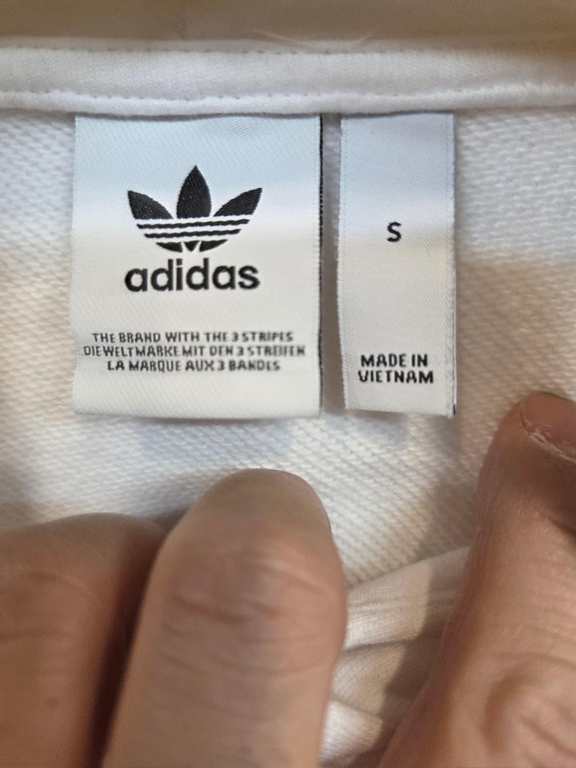 아디다스 크롭 삼선 후드티 흰검 s 상품이미지3