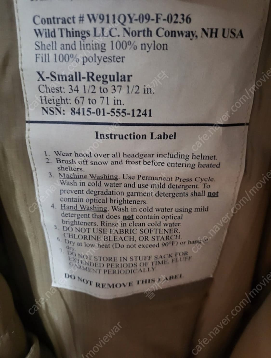 미해병대  USMC 프리마로프트 레벨7 우드마펫 해피슈트 XS사이즈 상품이미지4